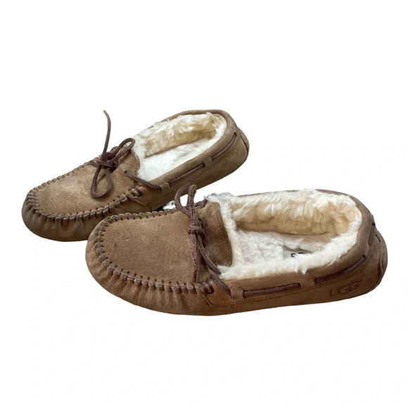 Ugg Australia Women Slippers Size 6 Moccasin Shoes Winter Soft Warm Furry Brown - Picture 14 of 14